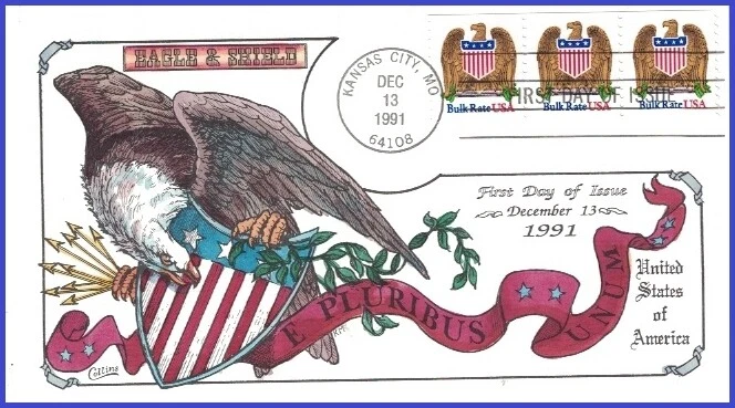 USA7 #2602 U/A COLLINS HAND PAINTED FDC STR3  Eagle & Shield - Image 1 of 1