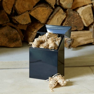 Valiant Firelighter Storage Box - Black Metal Container with Flip Top Lid - Picture 1 of 13