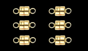 (6) BULK PACK 4.5mm 14k MAGNETIC CLASP TINY Converter Extender Solid Yellow Gold - Picture 1 of 4