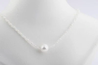 Perlen Mondstein Kette Verschluss 925 Sterlingsilber Länge 46cm Neu! # - Bild 1 von 4