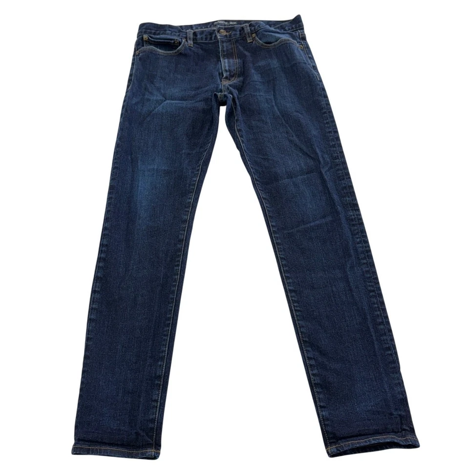 Pantalones de mezclilla Club Monaco para hombre 33 x 31 azul súper ajustados algodón lavado oscuro Foto 1 de 4