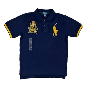 Polo Ralph Lauren Boy's Big Pony Shield Polo Shirt - Navy (Gold) - Size: 10/12 - Picture 1 of 3