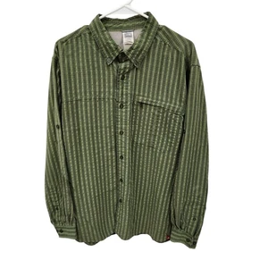 The North Face Mens Button Up Shirt Green Yellow Stripe XL Long Sleeve - Picture 1 of 6