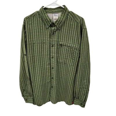 The North Face Mens Button Up Shirt Green Yellow Stripe XL Long Sleeve  - Image 1 of 4