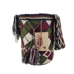 Colombian 🇨🇴 MANY COLORS Handmade Large Wayuu Tribe Mochila Bucket Boho Bag - Picture 1 of 8