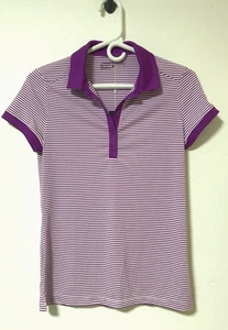 NWT Nike Women Golf Shirt Size Small Henley Purple and White Stripe - Picture 1 of 13