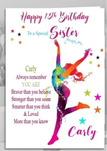 Personalised Girls birthday card Dancer Daughter Granddaughter Sister NIece - Picture 1 of 5