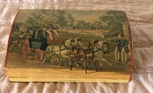 Antique No Mend Stockings Box Chest Cardboard Coaching 4 in Hand Club Pollard - Picture 1 of 5