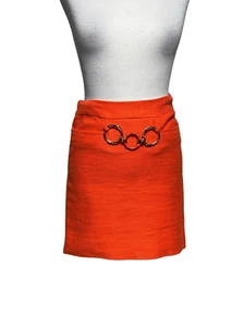 Milly of New York Orange Linen A Line Mini Skirt Size 0 - Picture 1 of 5