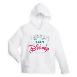 NWT Walt Disney World I SPEAK FLUENT DISNEY Glittery Pullover Hoodie Girls SMALL - Picture 1 of 4