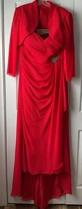 Red Strapless Gown Bolero Jacket  -SZ 16 - ALYCE DESIGNS- GORGEOUS!!! - Picture 1 of 12