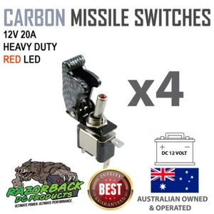 4 x CARBON MISSILE COVER with RED LED 12V ON/OFF SWITCH - Picture 1 of 5