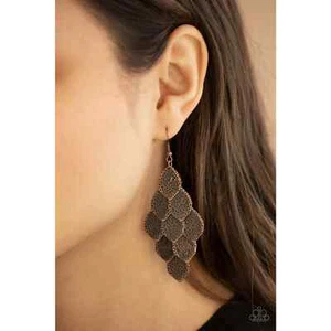 Paparazzi Leafy Layered Womens Earrings/Loud and Leafy - Copper - Picture 1 of 2