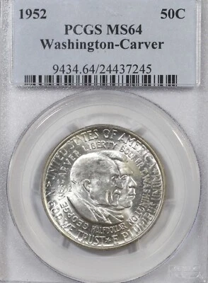 1952 Washington-Carver Commemorative Silver Half Dollar PCGS MS-64 #7245 - Image 1 of 2