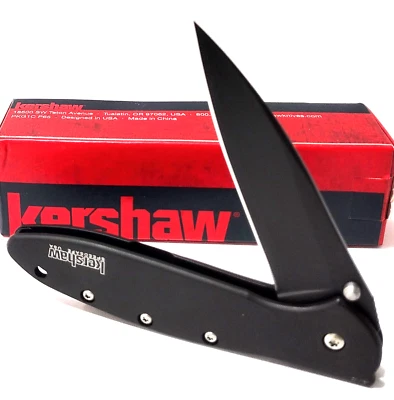 KERSHAW USA KS1660 Black Leek Spring Open Assisted Folding Pocket Knife New EDC - Image 1 of 4