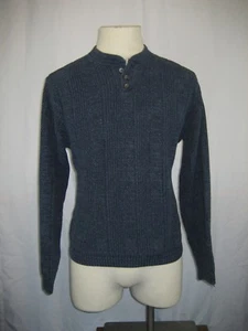 Mens G.H. Bass & Co 1/4 Button Cotton Blend Rugby Pullover Blue Sweater sz XXL - Picture 1 of 4