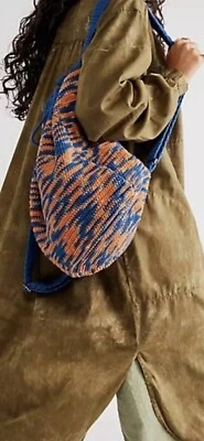 Free People Montana Crochet Blue/Orange Bucket Backpack NEW - Image 1 of 4
