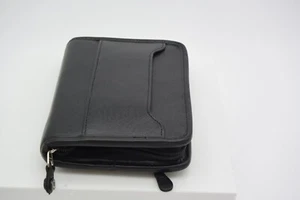 Vintage 1996 Franklin Covey 6-Ring Zip Around Black Full Grain Leather Binder - Picture 1 of 7