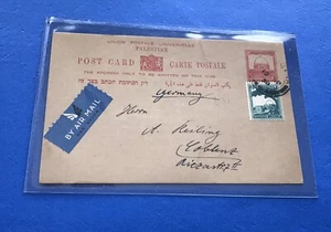 palestine 1938 Uprated Postal Card to Germany +Rhonana CDS +Msg in German +Neat - Picture 1 of 2