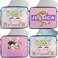 Personalised Girls KITTEN Tablet Laptop Cover Sleeve Universal Case Neoprene