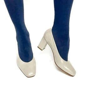 Zapatos de tacón de bloque vintage - cuero blanco crema perla - TAURUS - UK 3.5 / 4 - Imagen 1 de 10