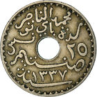 [#380695] Coin, Tunisia, Muhammad al-Nasir Bey, 25 Centimes, 1919, Paris, EF(40-