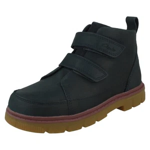 Boys Clarks Padded Collar Ankle Boots Lorcam Hi O - Picture 1 of 10