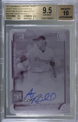 2015 Bowman Draft Printing Plate Magenta 1/1 Ashe Russell BGS 9.5 GEM MINT Auto - Image 1 of 2