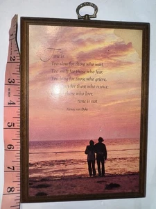 Vintage Wood Wall Plaque Henry Van Dyke Time Is Too Slow Swift Long Short Love - Picture 1 of 2
