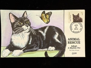 FDC COLLINS HAND-PAINTED CACHET #4452 ANIMAL RESCUE MALTESE CAT - Picture 1 of 2