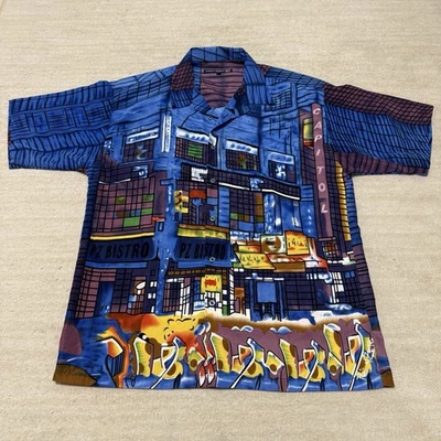 Vintage Y2K Point Zero AOP Shirt City Cyberpunk Short Sleeve Men's XL All-Over - Image 1 of 4