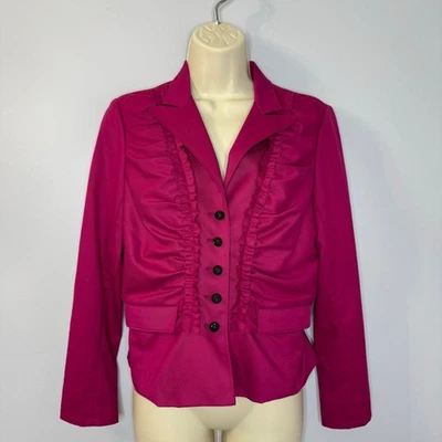 Chaqueta Blazer Robert Rodriguez Rosa Volantes Ajustada Y2K Para Mujer 4  Foto 1 de 4
