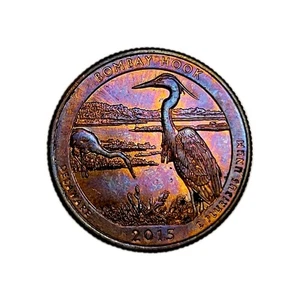 2015 D Bombay Hook ATB Quarter Vivid Artificial Rainbow Toned US Coin - Picture 1 of 2