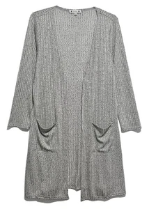 Wilde Gray Lightweight Extra Long Open Front Top with a Silvery Shimmer, size 2X - Picture 1 of 4