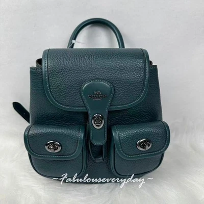 Coach Hadley Backpack In Leather Gunmetal/Dark Teal CBH09 NWT - Image 1 of 4