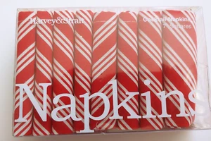 NEW Harvey & Strait 8pc Fabric Cocktail Napkins 7" Square RED & WHITE STRIPE - Picture 1 of 2