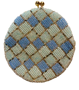 Vintage Perlen Geldbörse Made in Korea 3 1/2 Zoll Blau vor 1970 - Bild 1 von 4