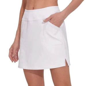 16" White Tennis Skirt for Women with 4 Pockets High Waisted Active Skort wit... - Picture 1 of 6