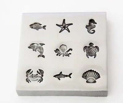 Shot Plate 9 Designs Sea Life Shapes Impression die | Silversmith Die, Dolphin
