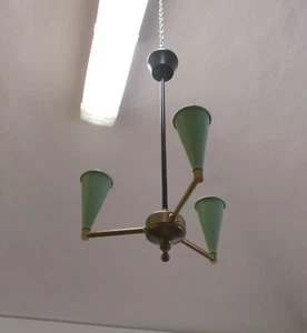 ✅ LAMPADARIO 3 LUCI ITALIAN DESIGN ANNI 50 CHANDELIER VUNTAGE ITALIANO - 3543 - Imagen 1 de 9