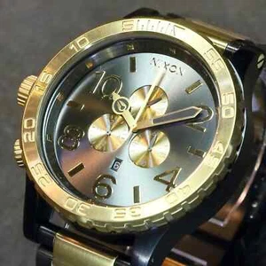 NUOVO autentico orologio NIXON uomo 51-30 CHRONO canna di fucile e oro A083595 REGALO BELLO!!! - Foto 1 di 12