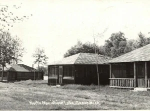North Manistique Lake Cabins Seney Michigan Postcard RPPC - Picture 1 of 3