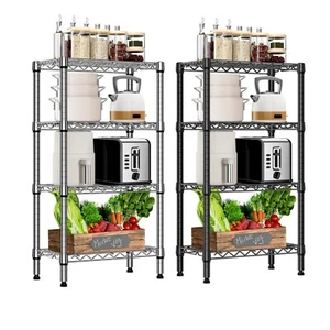 4 Tier Steel Organizer Wire Rack Metal Storage Units Adjustable Shelves 14*30*47 - Picture 1 of 20