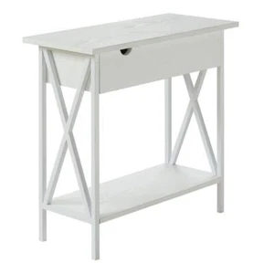 Convenience Concept End Table 11.25" Rectangle 24" Particle Board Flip Top White - Picture 1 of 5