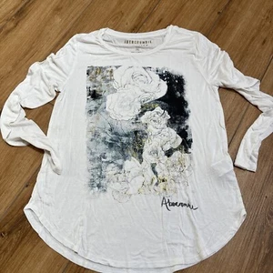 Abercrombie Fitch Soft Pullover M White/Blk  Roses Tshirt WT2 - Picture 1 of 7
