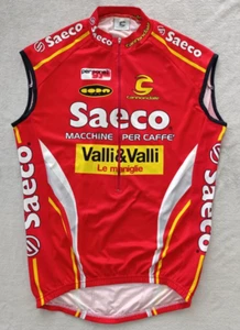 Saeco Cannondale Valli mens Red cycling vest gilet sleeveless jersey size L-XL - Picture 1 of 7