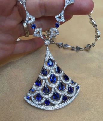 Nuevo collar estilo vintage pera azul plata esterlina 925 maciza cóctel fiesta Foto 1 de 3