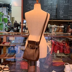 [Excellent+] COACH 4156 Shoulder Bag Belted Pouch Drawstring Type Leather Brown - Picture 1 of 10