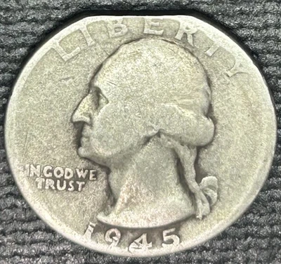 1945-P Washington 90% Silver Quarter ~ Clipped Planchet Error ~Scarce/Tough Date - Image 1 of 2