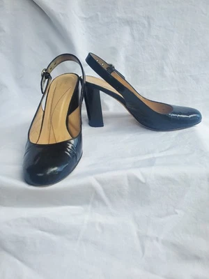 KATE SPADE New York Black Patent Leather Block Heels Made In Italy Size 8 1/2 - Image 1 of 4